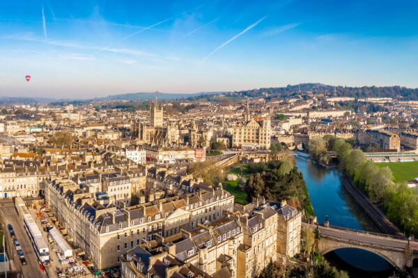 Aerial view of Bath, England
